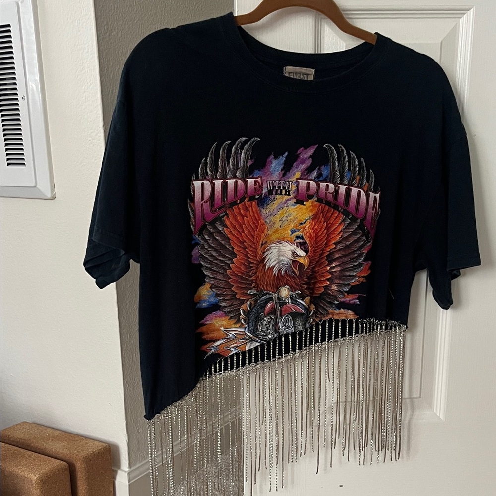 FURST OF A KIND Ride with Pride - Black Graphic Tee with Fringe
